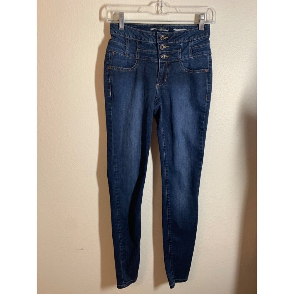 Lovesick Skinny Denim Blue Jeans Juniors Size 1 Y2K I5